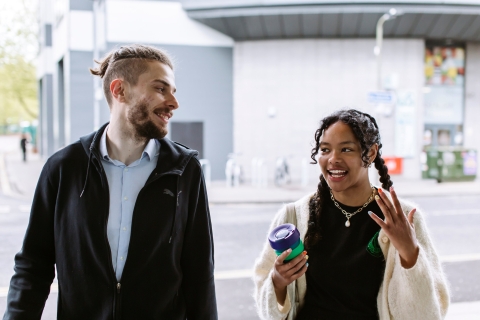 Students outside Eldon building