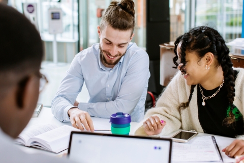 Students collaborating on a project