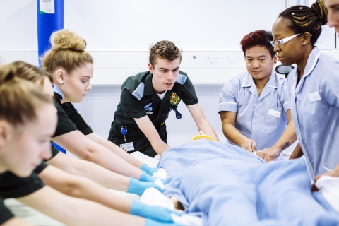Paramedic and nursing students in training