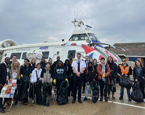Students in front of Hovercraft