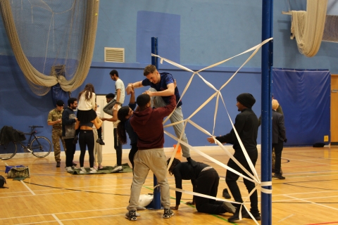 Students taking part in practical leadership tasks