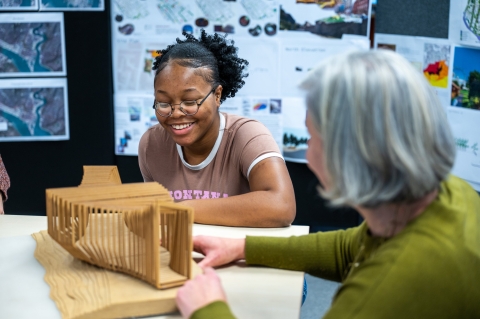 Student learning about architecture structures