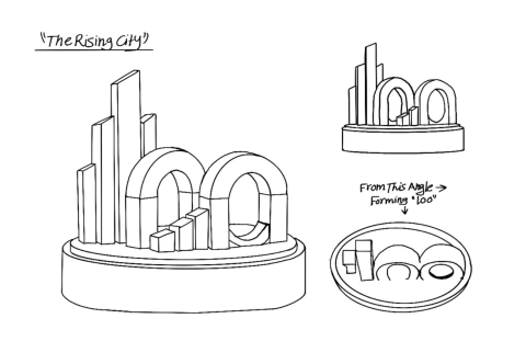 Initial sketch design of the Rising City award