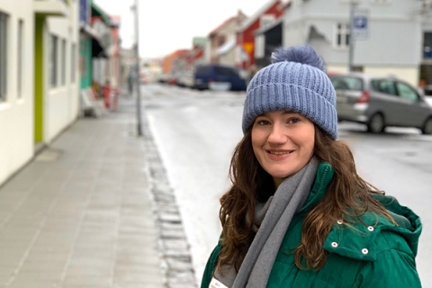 Paige Bone smiling in winter clothing