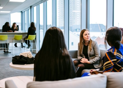 student having a meeting