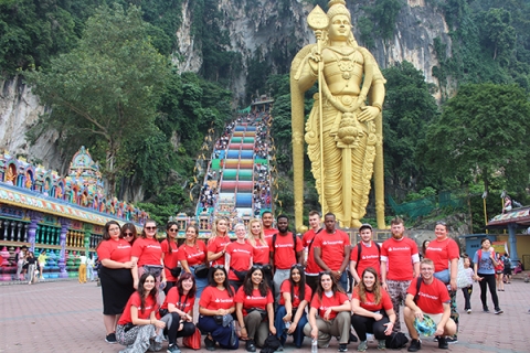 Students on a Summer School international trip, made possible by Santander
