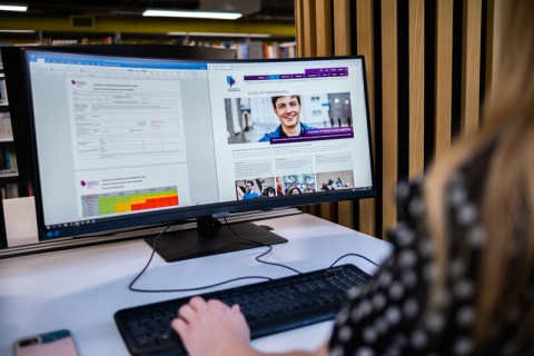 Photographs of new Curved Monitor Displays installed at University Library