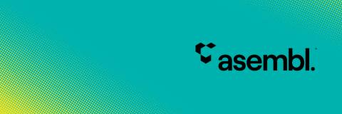 A turquoise background with yellow dotted graphics. The Asembl Group logo is displayed in a white border.