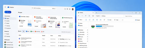 Windows desktop with OneDrive and File Explorer windows open