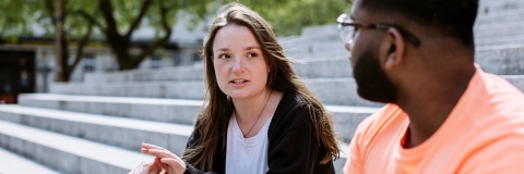 Students speaking on Portsmouth Guildhall steps 