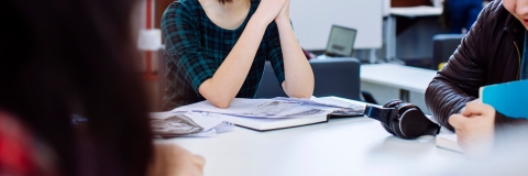 Students studying in Eldon building 
