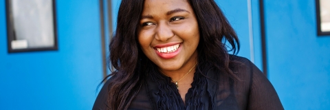 Female engineering student smiling