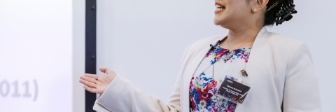 A student presenting at the Festival of Doctoral Research