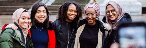 group of students in front of Portsmouth Guildhall