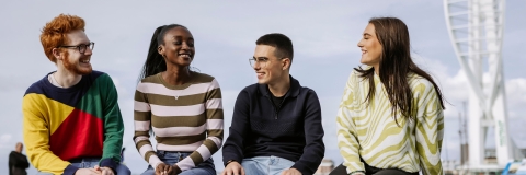 Students smiling in Southsea