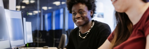 Two students typing on desktop computers
Technology Facilities Day One  - NOT FOR THIRD PARTY - CONSENT