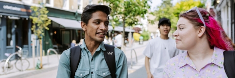 Walthamstow photoshoot - March 2022 students walking and chatting