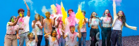 Students enjoying Holi Colour Run 2026