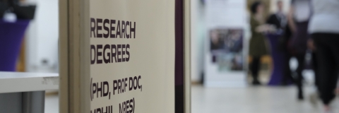 Postgraduate Open Day sign for Research degrees