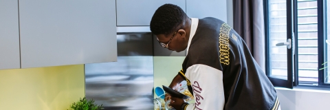 Student cooking in halls