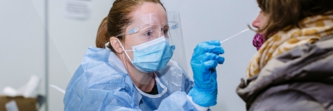 doctor tending to patient