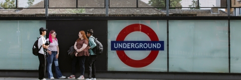 Walthamstow photoshoot - March 2022, Walthamstow Central train station with student chatting outside