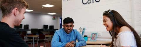 University of Portsmouth students sat in the Maths Cafe