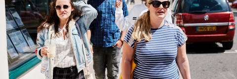 Students walking outside