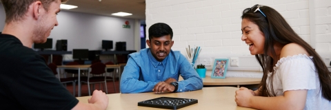 University of Portsmouth students sat in the Maths Cafe