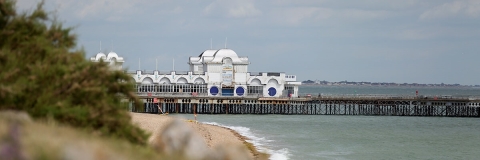 Wide shot of Southsea Pier