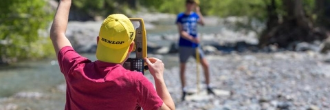 Geography student in field
