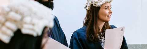Two students in barrister wigs