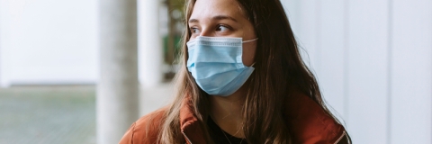 Student wearing a mask