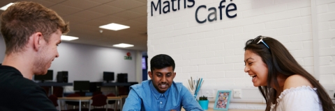 University of Portsmouth students sat in the Maths Cafe