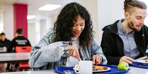 Students eating food 