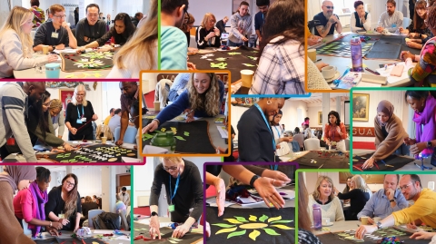 A collage of some of the students doing the Ketso task