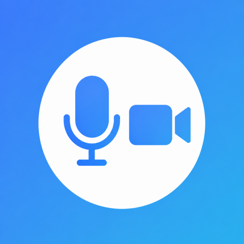 Microsoft and camera icon inside a circle