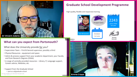 Screen shots of Vincent and Emma running the online induction