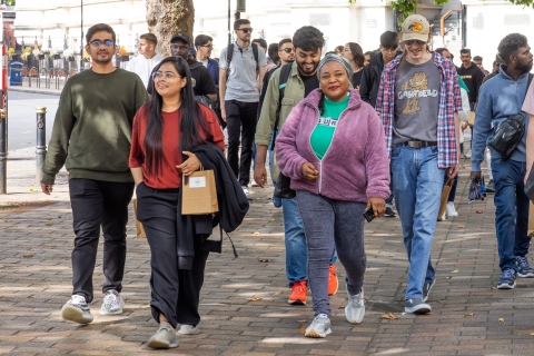 Students walking through Portsmouth