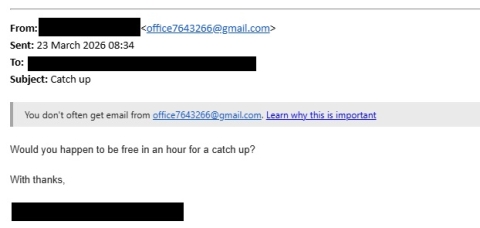 Catch up phishing email