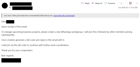 WhatsApp phishing email
