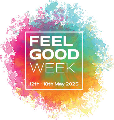 Bright Paint Splash Image with Feel Good Week and dates
