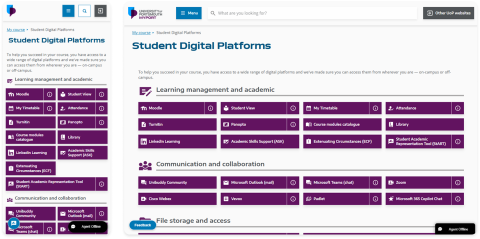New Student Digital Platforms webpage mobile and desktop view