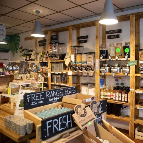 Interior of The Package Free Larder whole foods shop