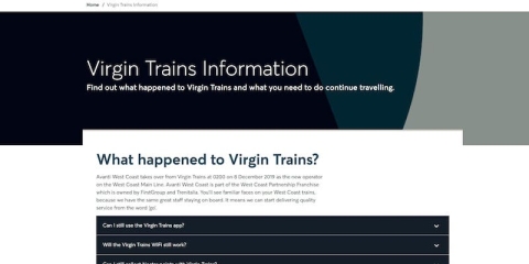 Avanti Virgin Trains website After