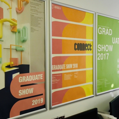 Posters for previous year’s Grad shows.