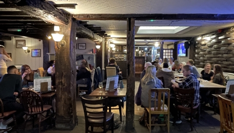 Students chatting in the pub