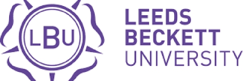 Purple and white logo for Leeds Beckett University