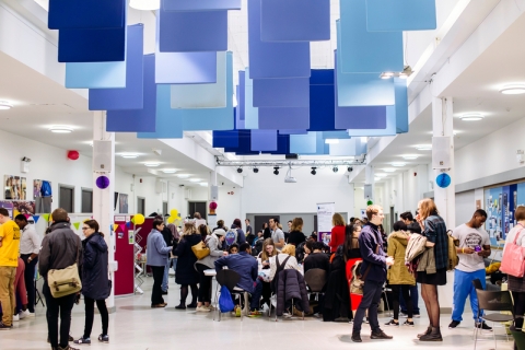 Students and visitors gathered in Third Space in the Students' Union