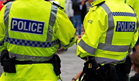 Two police officers in high visibility uniform
